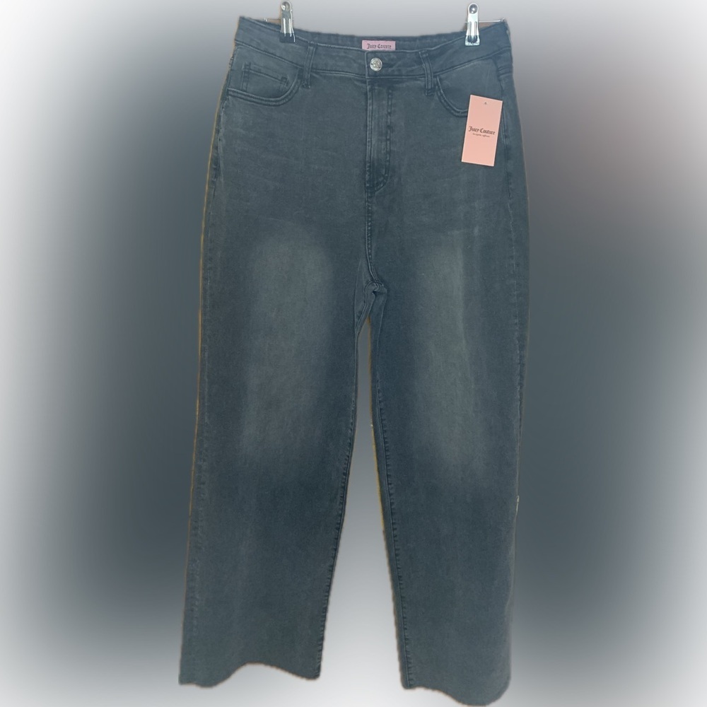 Juicy Couture Rhinestone Black Stretchy Wide Leg Jeans - Picture 2 of 5